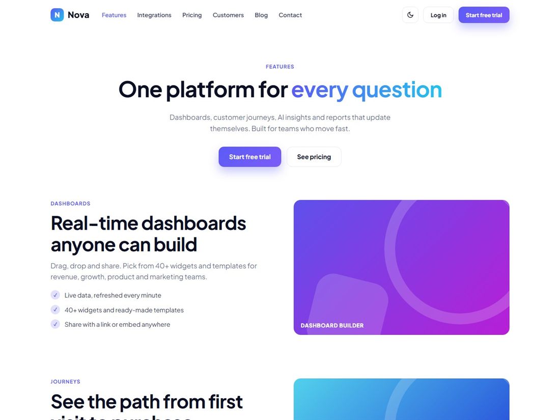 A SaaS landing page built as a plain HTML template