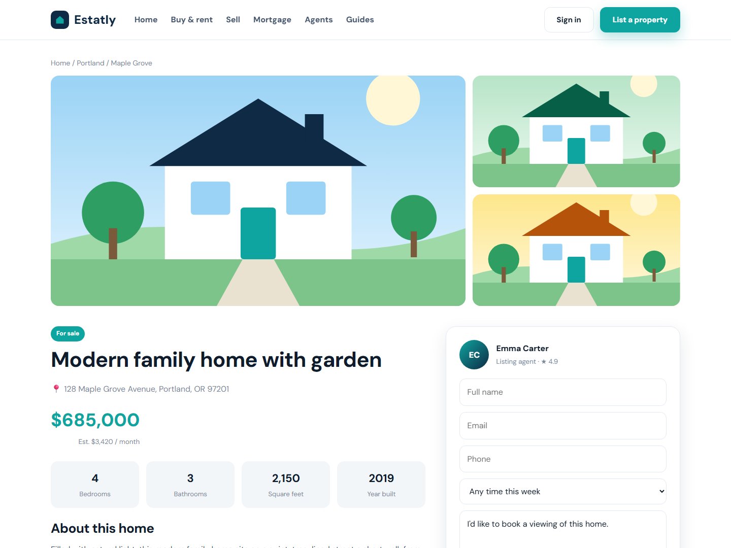 Estatly – Real Estate & Property Listings HTML Template