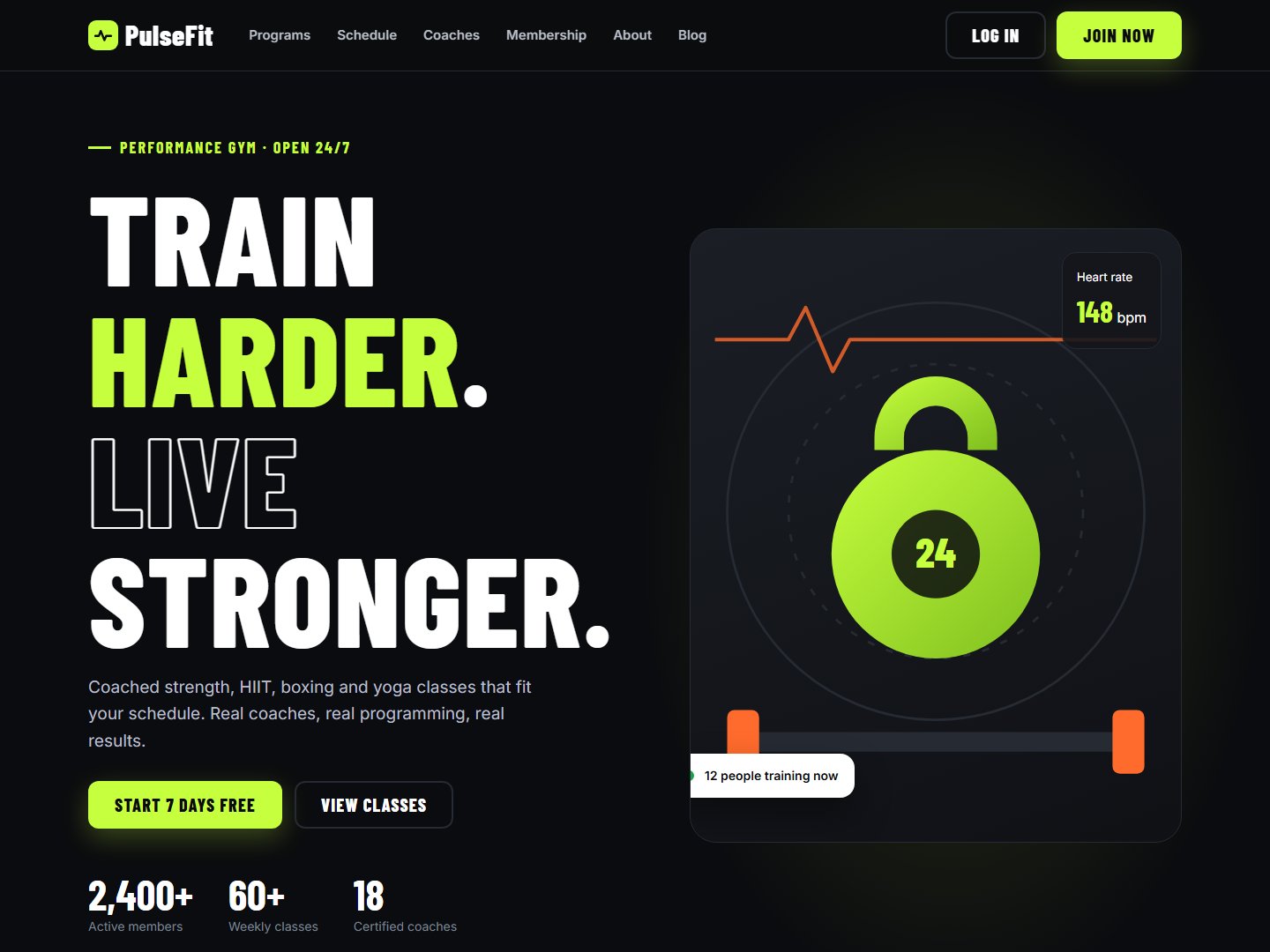 PulseFit – Gym & Fitness Studio HTML Template