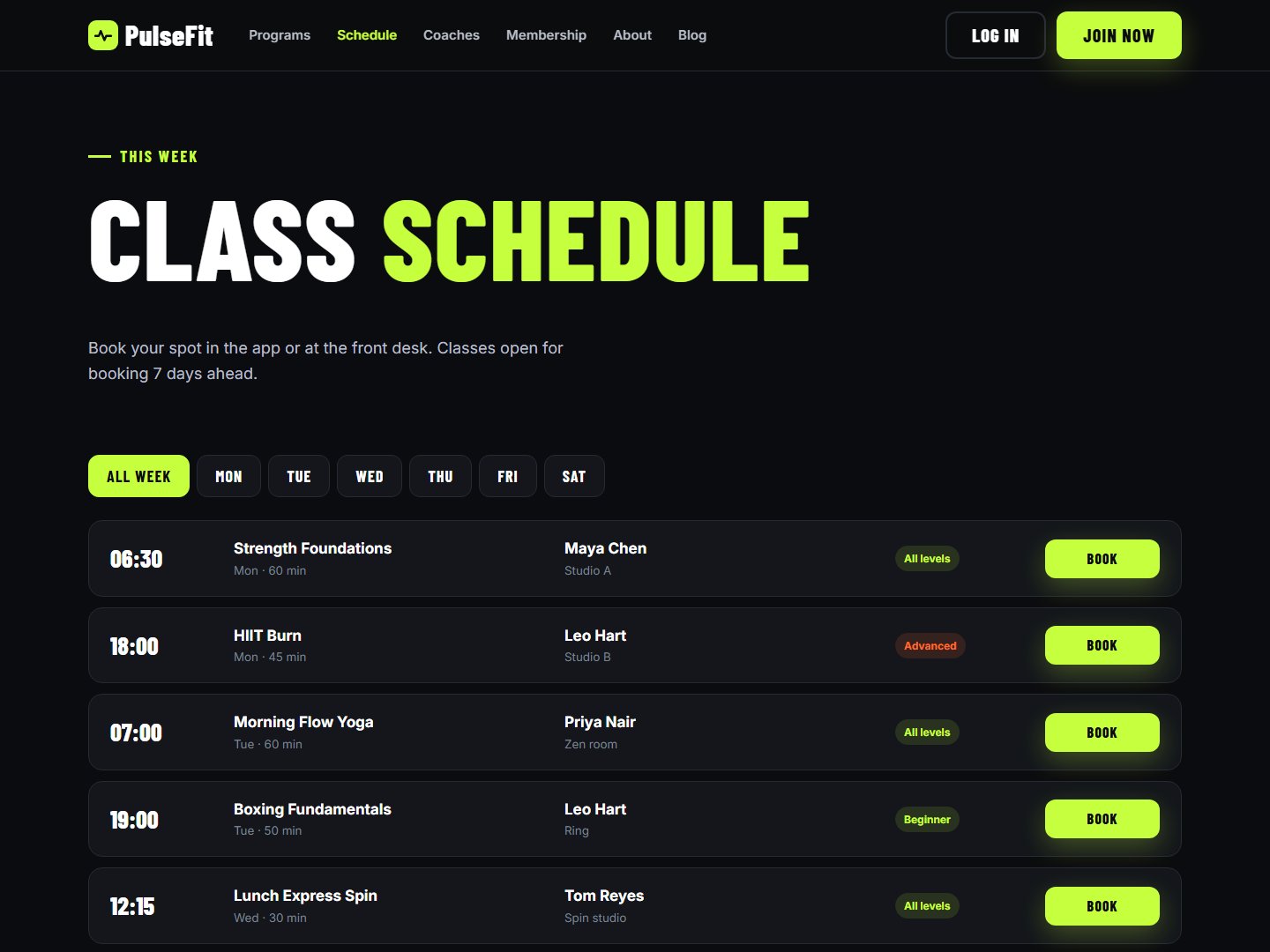 PulseFit – Gym & Fitness Studio HTML Template