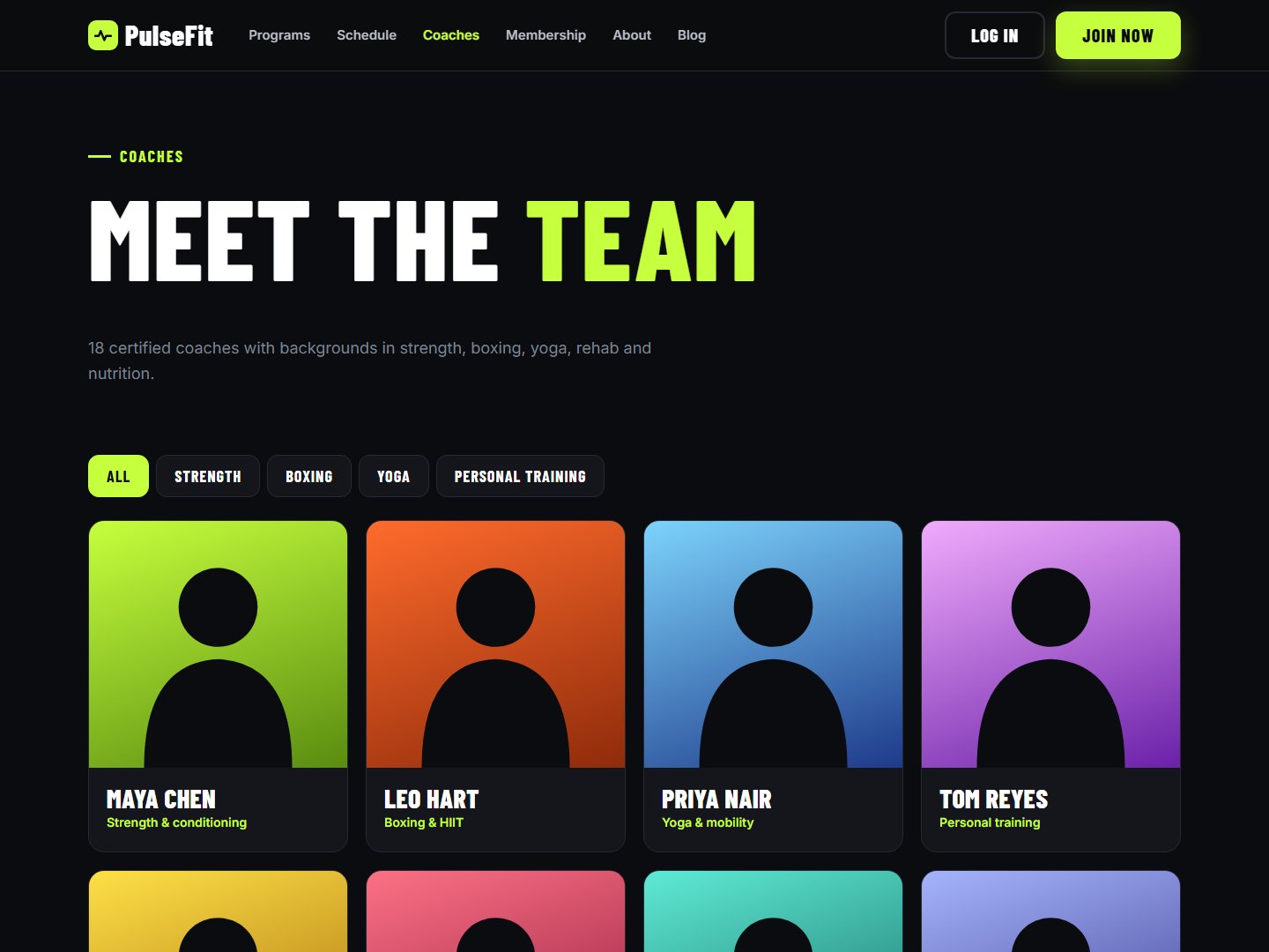 PulseFit – Gym & Fitness Studio HTML Template