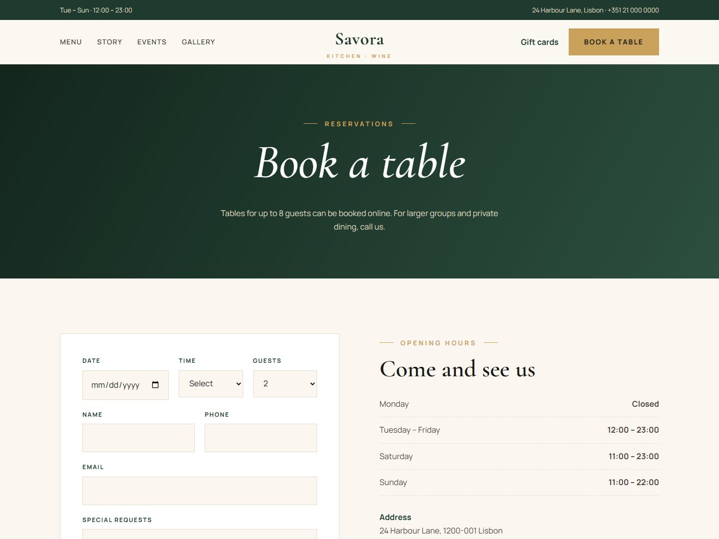Savora – Restaurant & Bistro HTML Template
