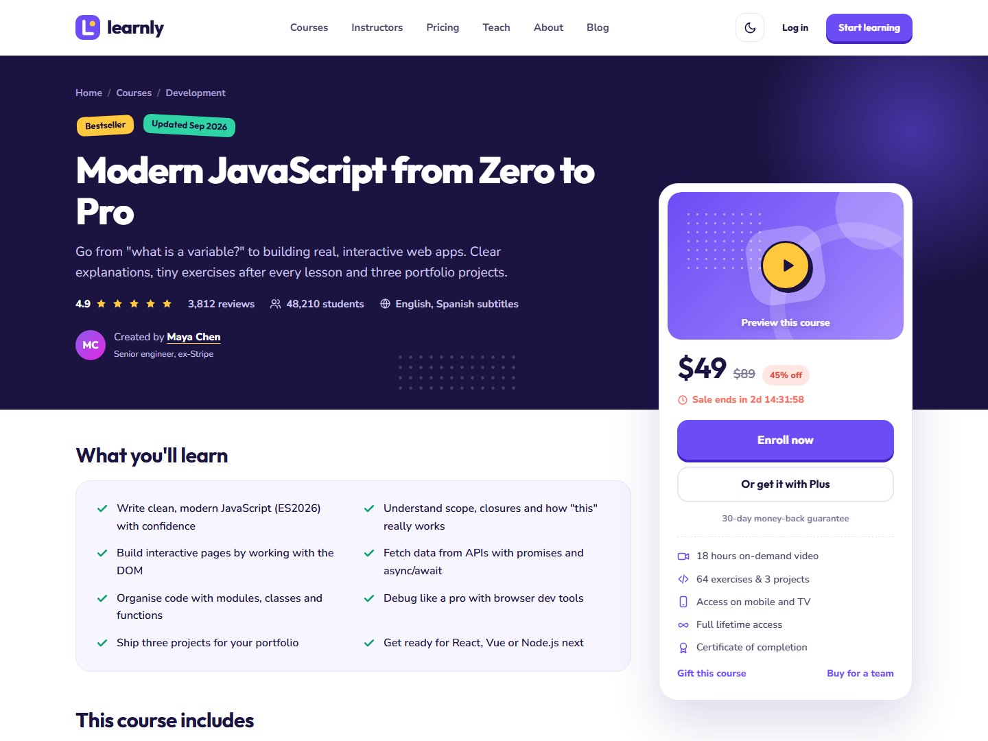 Learnly – Online Courses & LMS HTML Template
