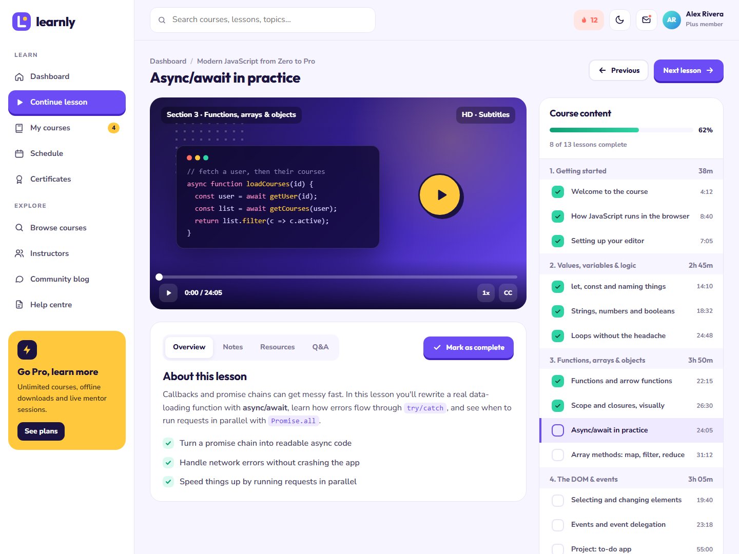 Learnly – Online Courses & LMS HTML Template