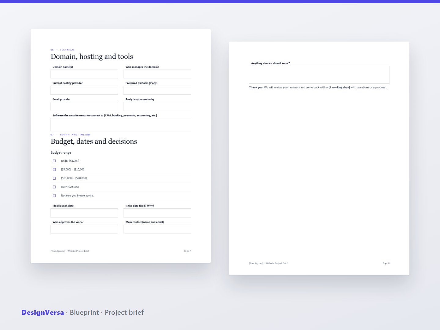 Blueprint – Website Project Brief & Change Request Templates (Word & PDF)