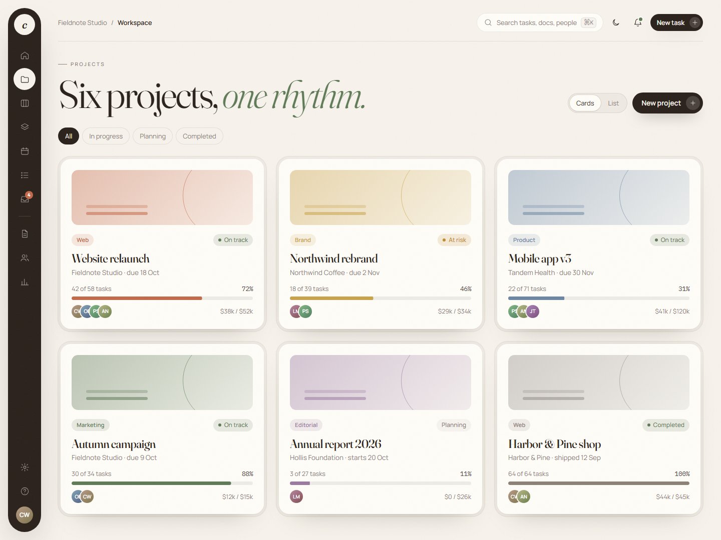 Cadence – Project Management Dashboard HTML Template