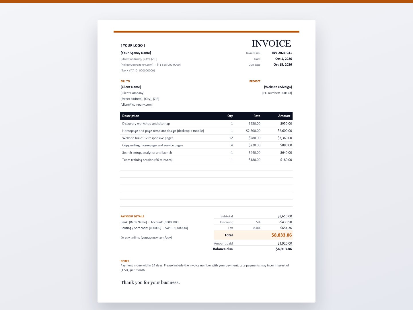 Ledger – Invoice & Quote Template Kit (Excel & PDF)