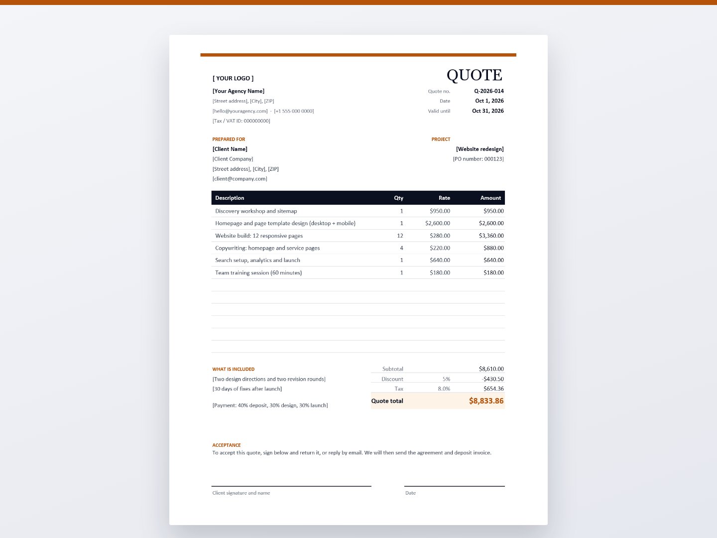 Ledger – Invoice & Quote Template Kit (Excel & PDF)