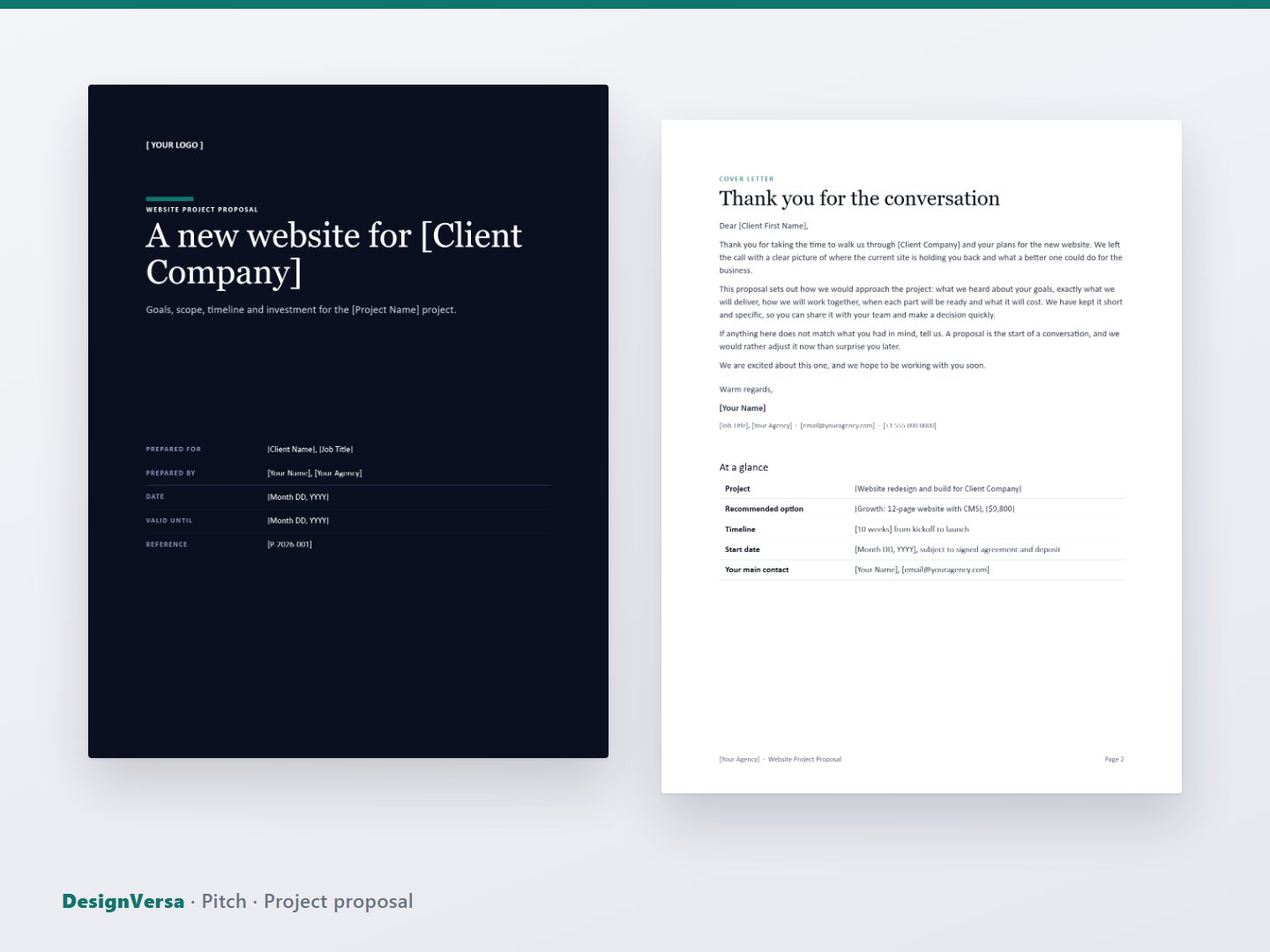 Pitch – Web Design Project Proposal Template (Word & PDF)