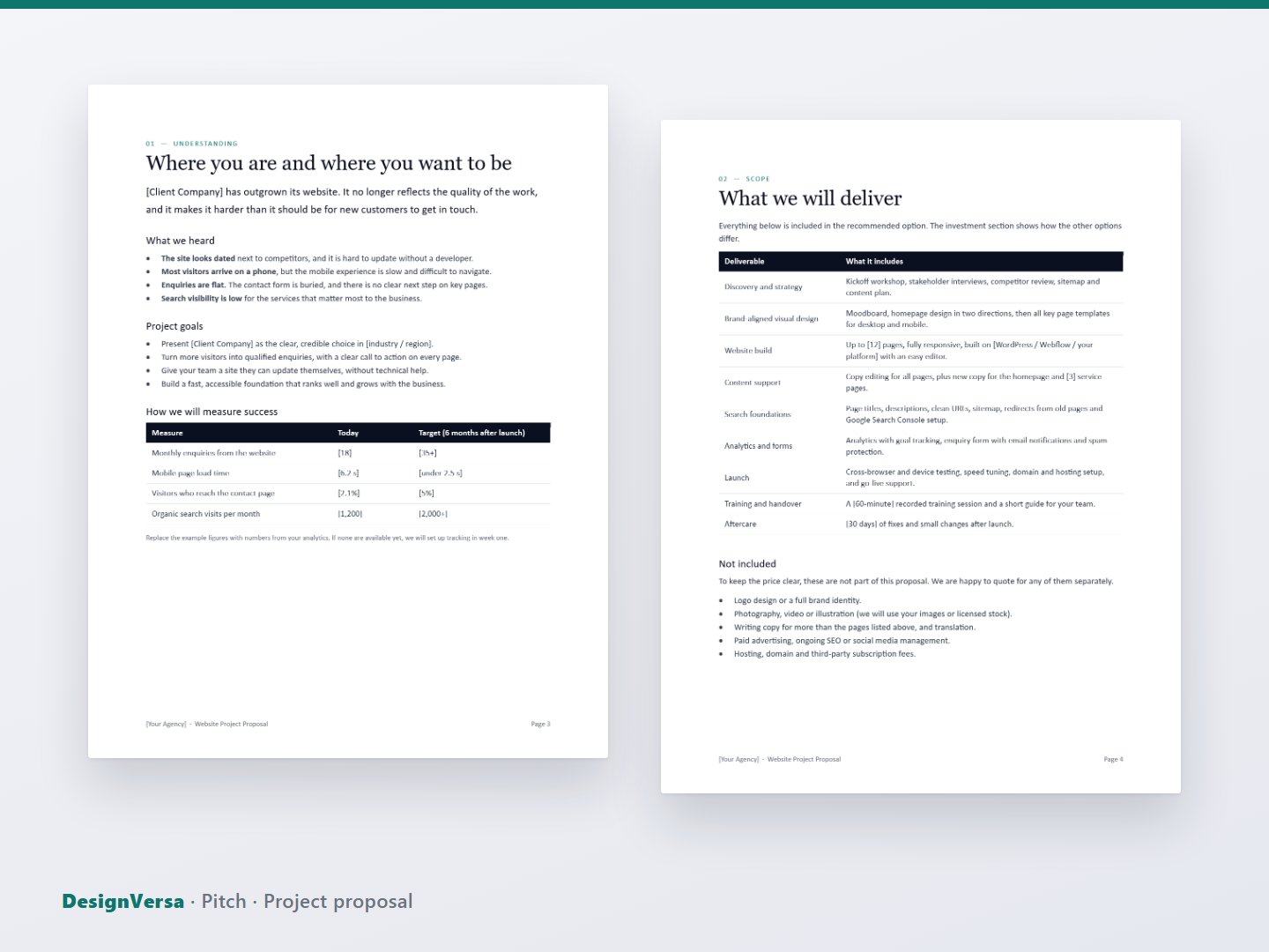 Pitch – Web Design Project Proposal Template (Word & PDF)