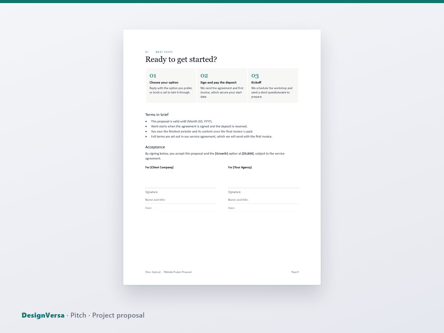 Pitch – Web Design Project Proposal Template (Word & PDF)