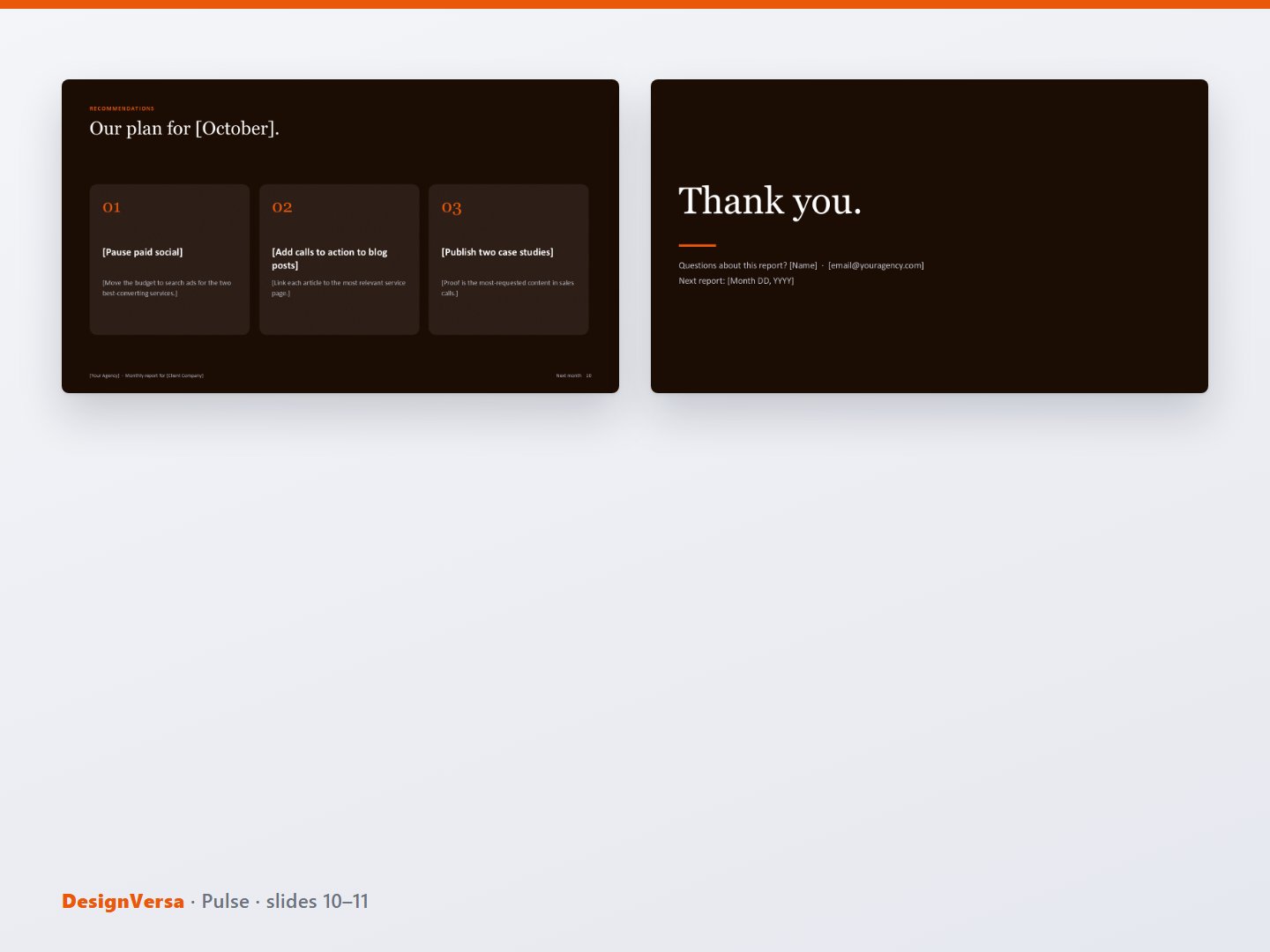 Pulse – Monthly Client Report Deck (PowerPoint & PDF)