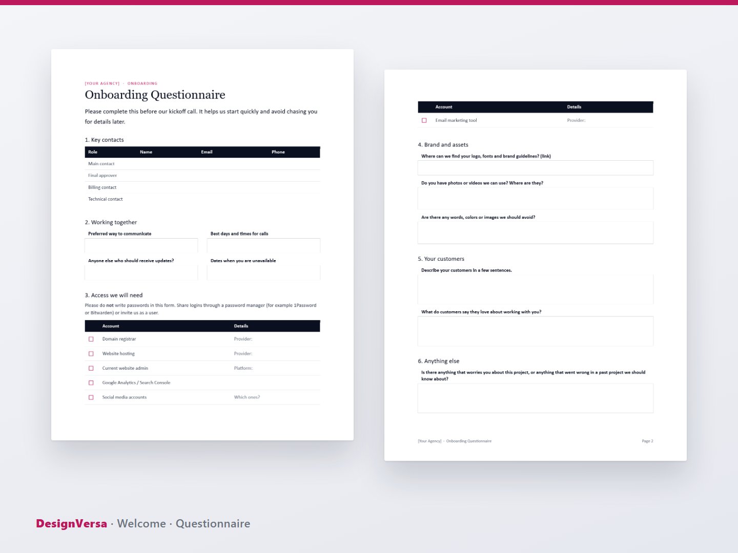 Welcome – Client Onboarding Pack (Word, Excel & PDF)
