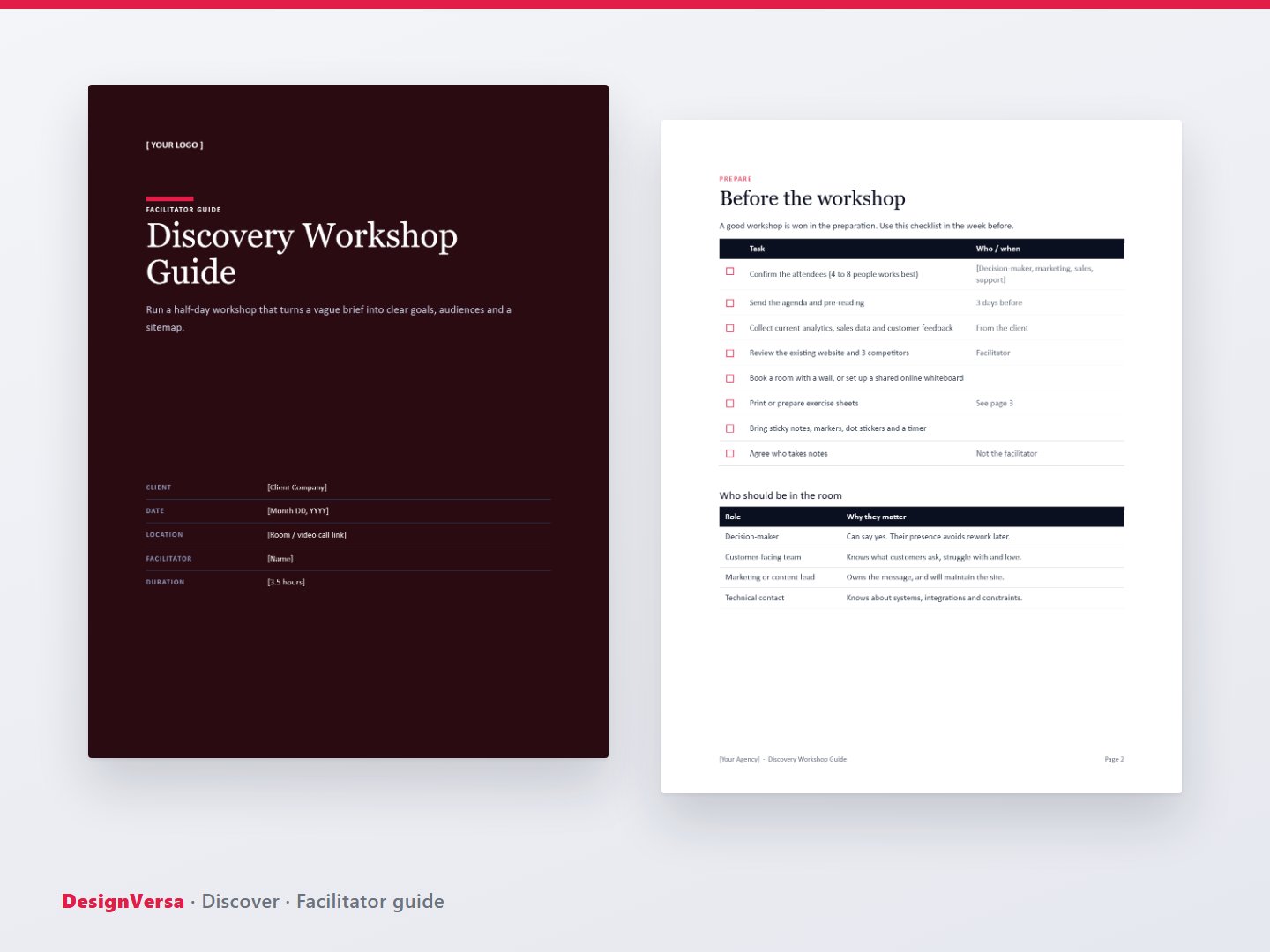 Discover – Discovery Workshop Pack (Word, Excel & PDF)