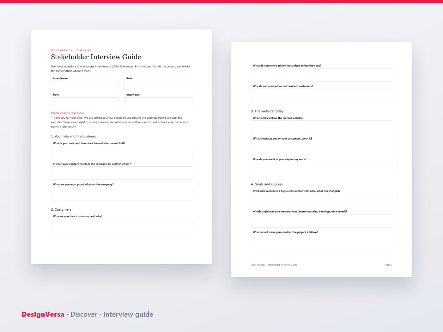 Discover – Discovery Workshop Pack (Word, Excel & PDF)