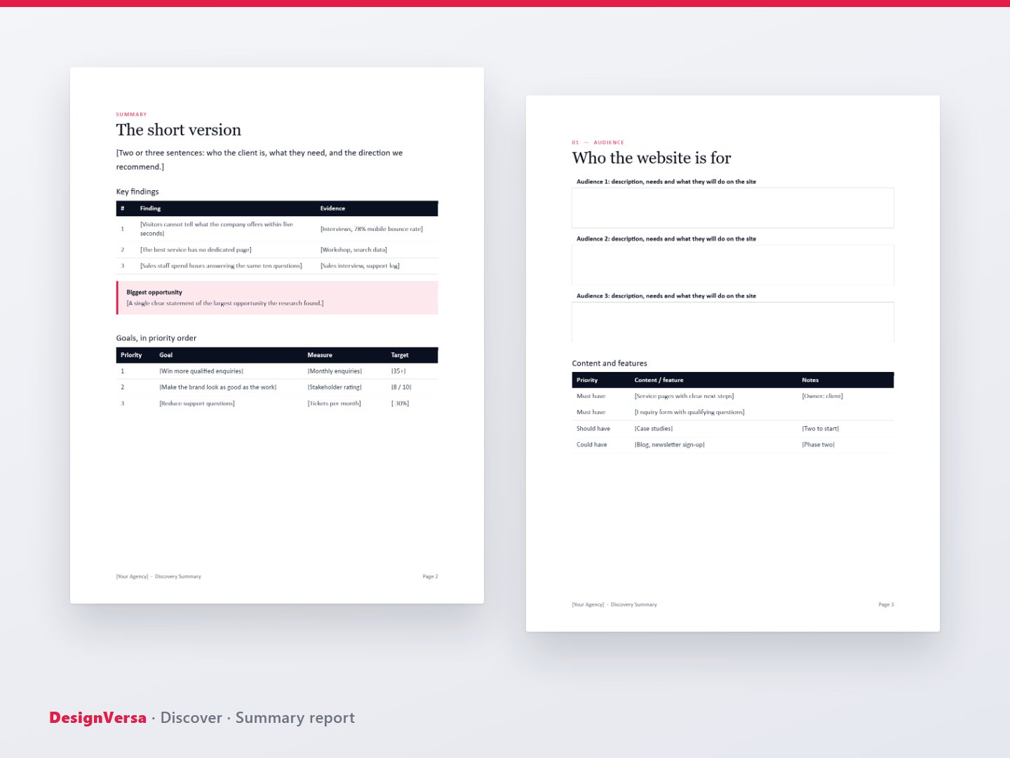 Discover – Discovery Workshop Pack (Word, Excel & PDF)