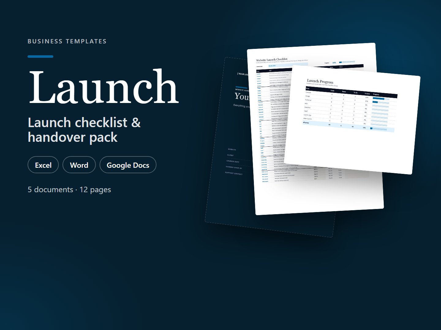 Launch – Website Launch Checklist & Handover Pack (Excel, Word & PDF)