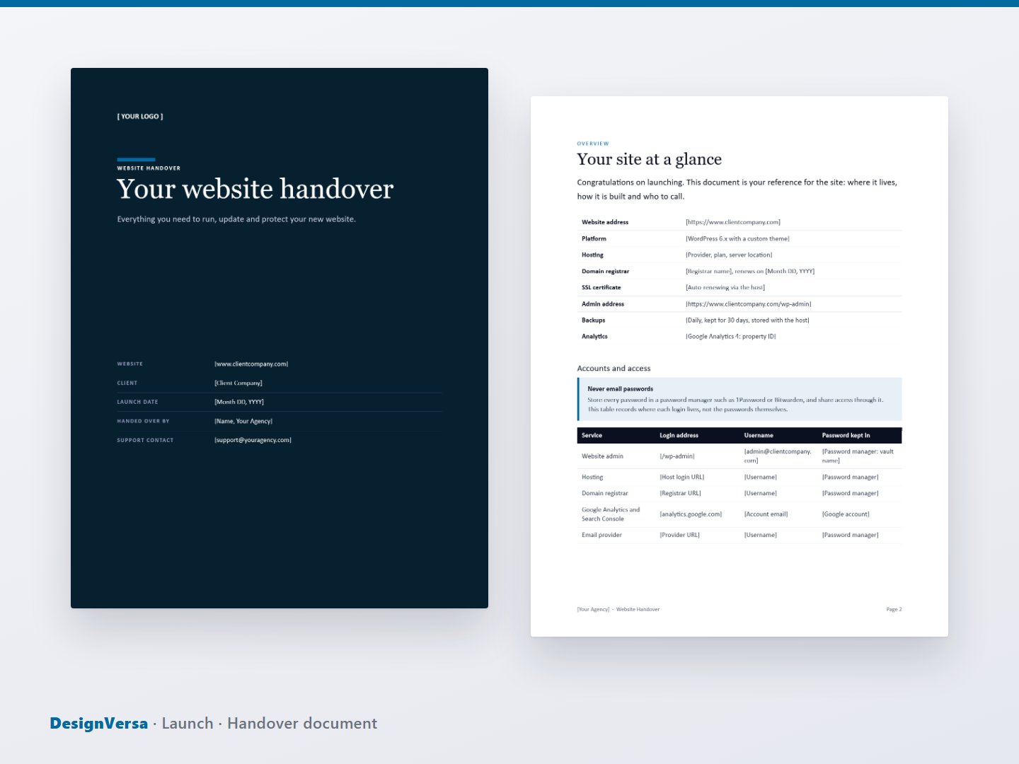 Launch – Website Launch Checklist & Handover Pack (Excel, Word & PDF)