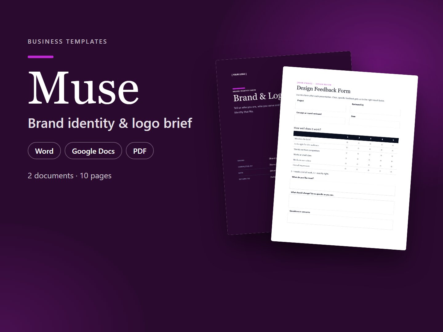 Muse – Brand Identity & Logo Design Brief (Word & PDF)