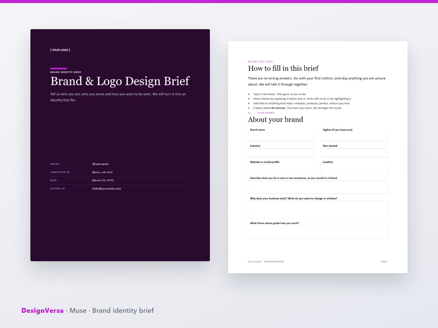 Muse – Brand Identity & Logo Design Brief (Word & PDF)
