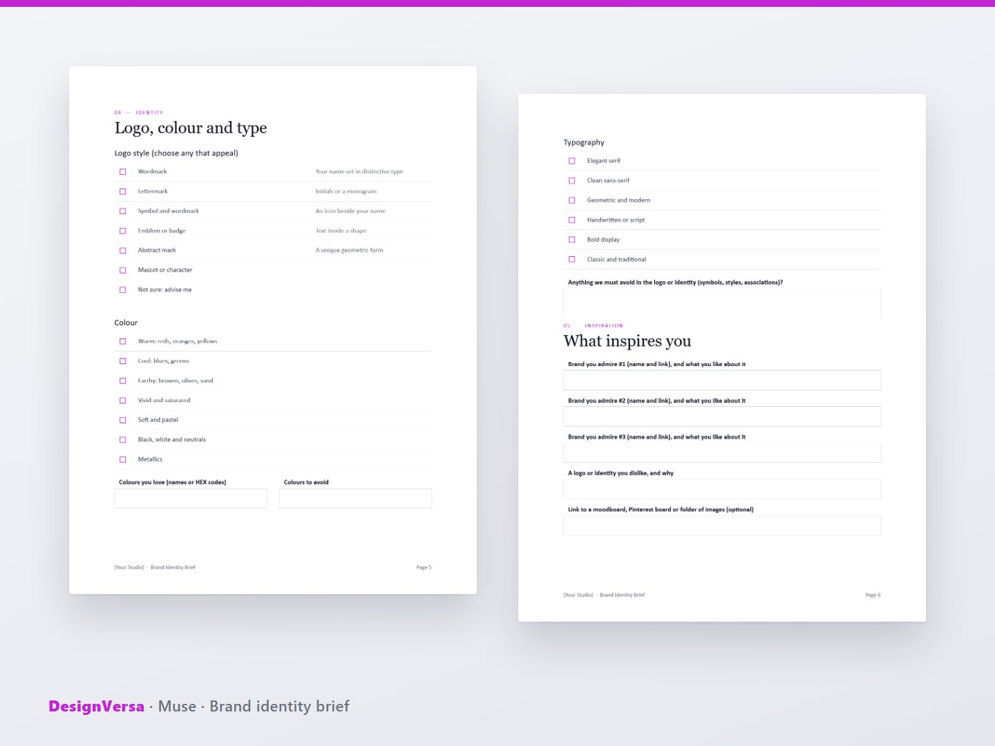 Muse – Brand Identity & Logo Design Brief (Word & PDF)