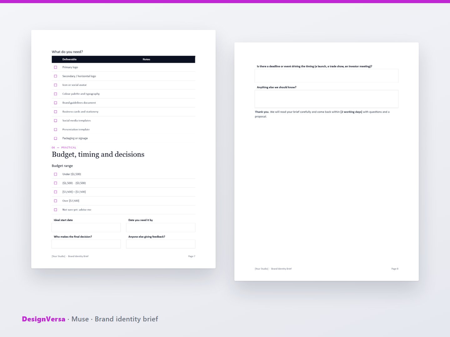 Muse – Brand Identity & Logo Design Brief (Word & PDF)