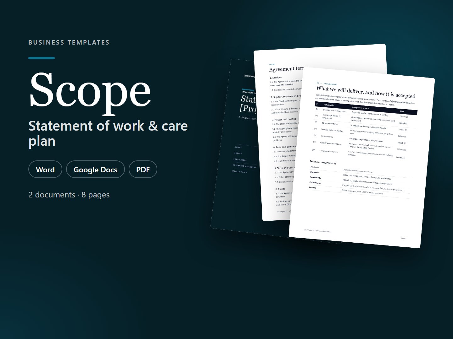 Scope – Statement of Work & Website Care Plan Agreement (Word & PDF)