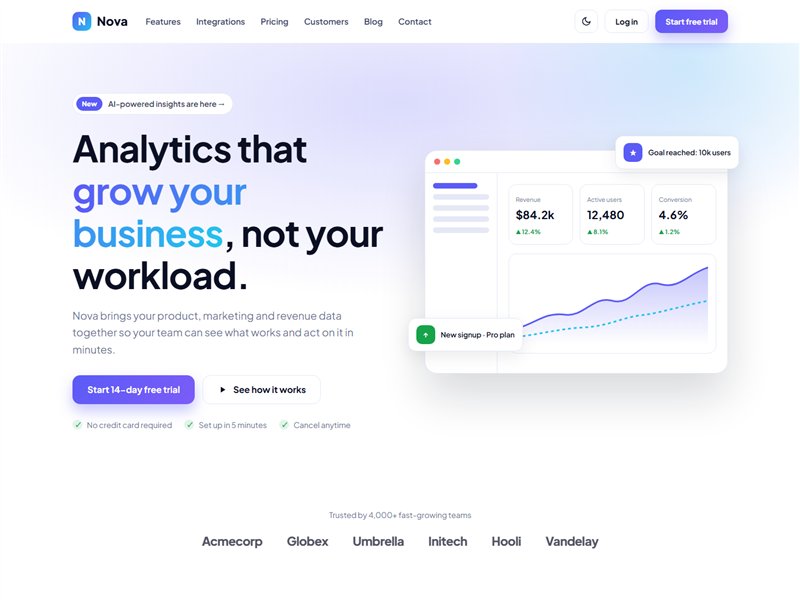 Nova – SaaS Landing Page HTML Template
