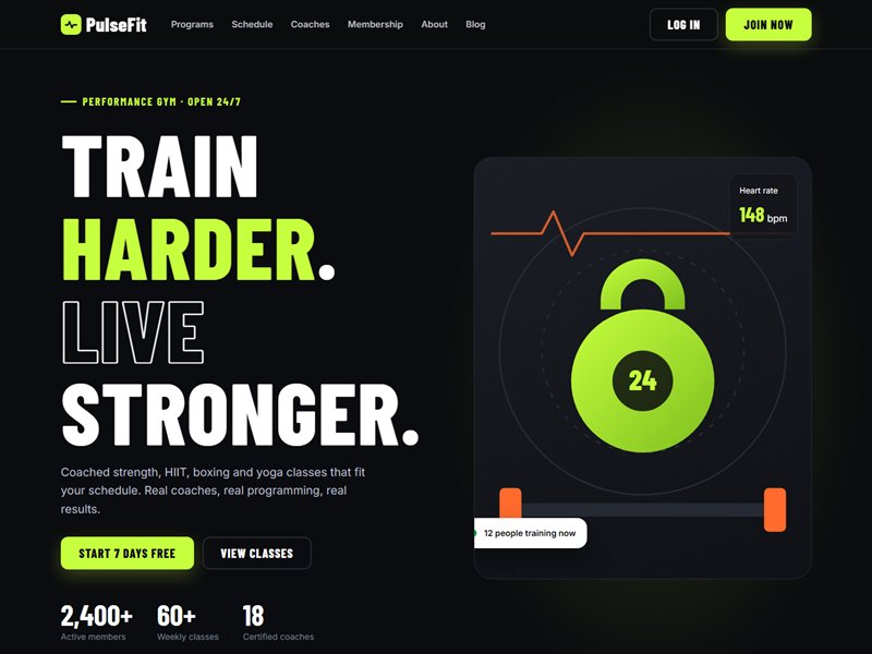 PulseFit – Gym & Fitness Studio HTML Template