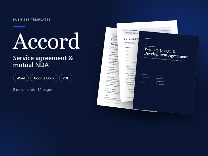 Accord – Web Design Service Agreement & NDA Templates (Word & PDF)