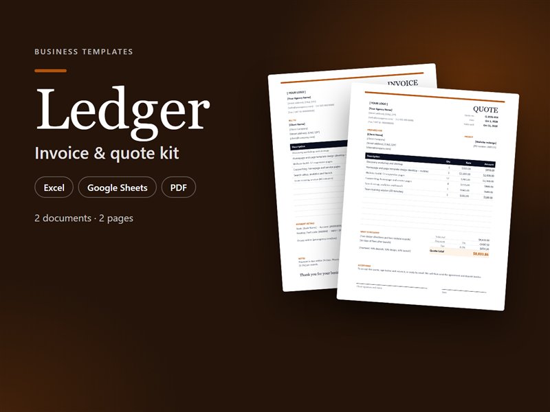 Ledger – Invoice & Quote Template Kit (Excel & PDF)