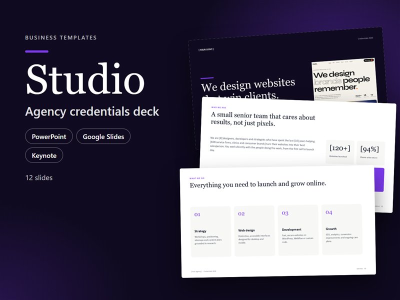Studio – Agency Credentials Deck (PowerPoint & PDF)