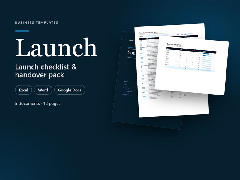 Launch – Website Launch Checklist & Handover Pack (Excel, Word & PDF)