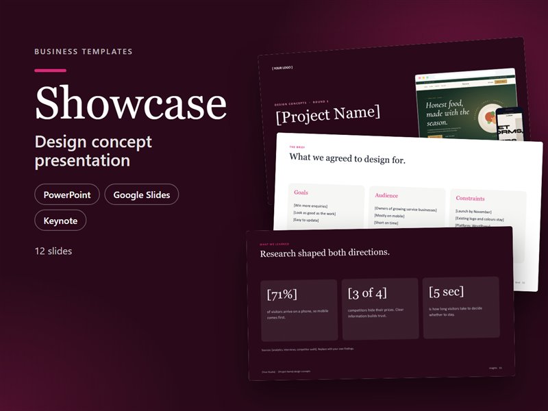 Showcase – Design Concept Presentation Deck (PowerPoint & PDF)